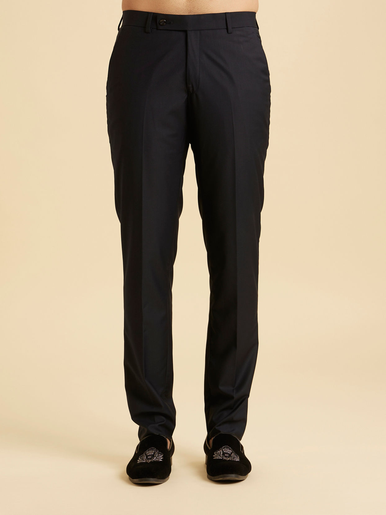 Manyavar Men Regal Blue Velvet Jodhpuri Suit