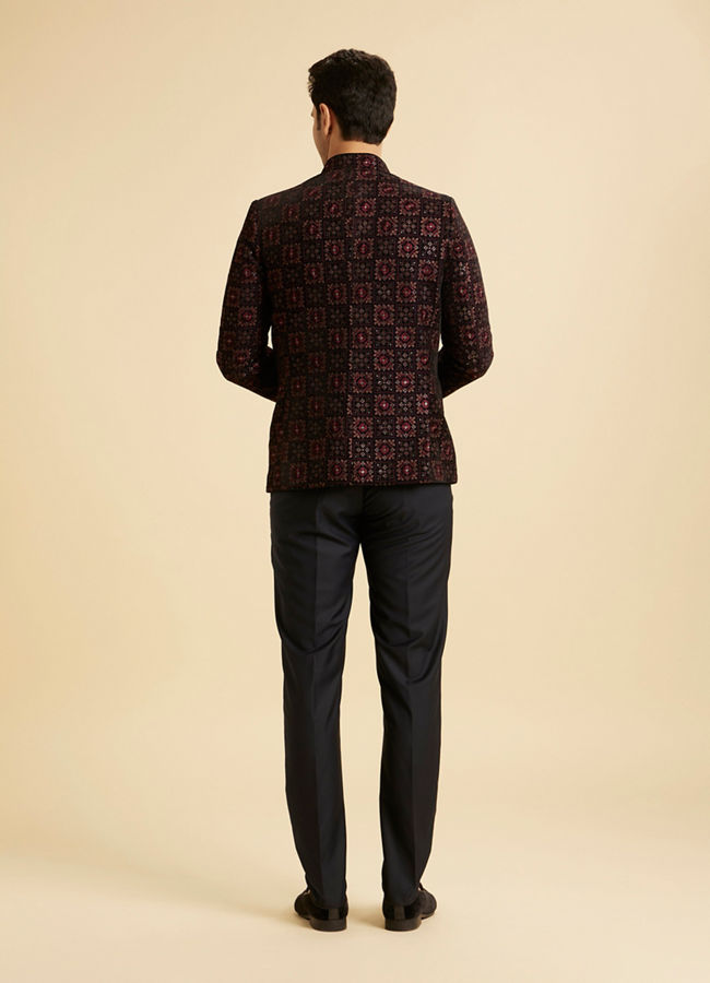 Manyavar Men Regal Blue Velvet Jodhpuri Suit