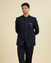 Manyavar Men Dapper Dark Blue Radiance Suit Set