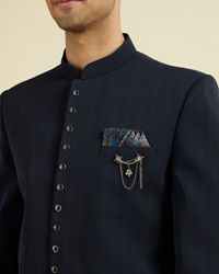Manyavar Men Dapper Dark Blue Radiance Suit Set