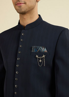 Manyavar Men Dapper Dark Blue Radiance Suit Set