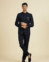Manyavar Men Dapper Dark Blue Radiance Suit Set