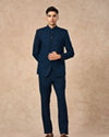 Manyavar Men Teal Blue Blended Rayon Jodhpuri Suit