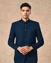 Manyavar Men Teal Blue Blended Rayon Jodhpuri Suit