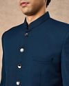 Manyavar Men Teal Blue Blended Rayon Jodhpuri Suit