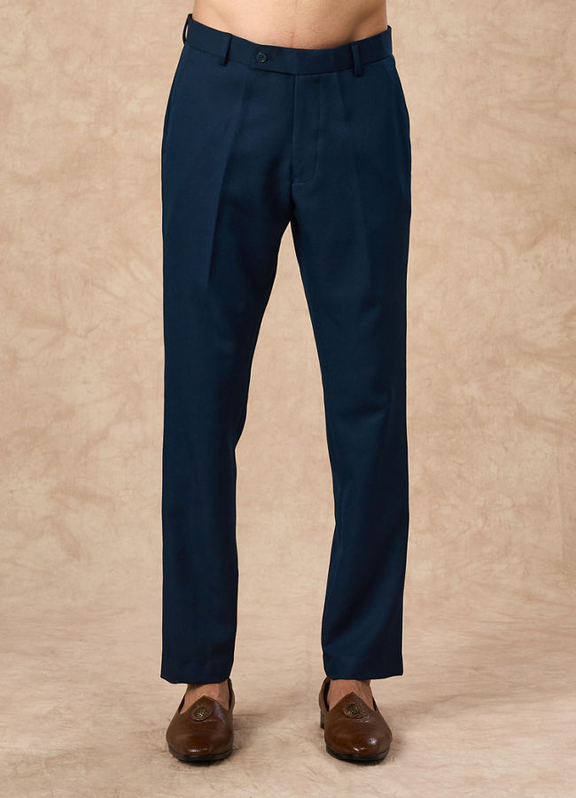 Manyavar Men Teal Blue Blended Rayon Jodhpuri Suit