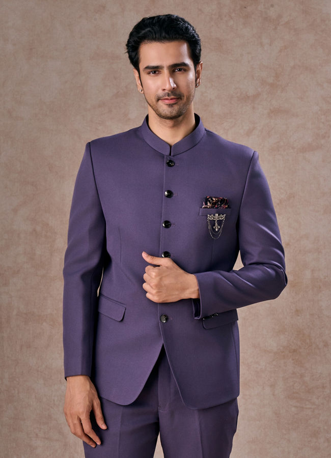 Manyavar Men Lilac Elegance Jodhpuri Suit