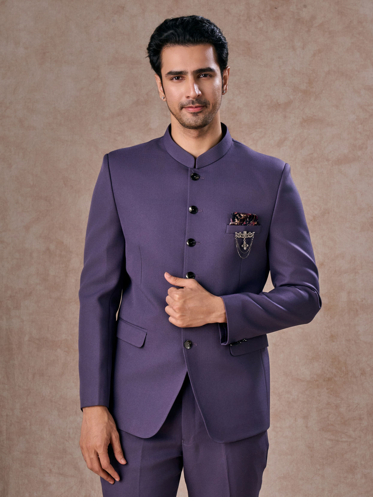 Manyavar Men Lilac Elegance Jodhpuri Suit