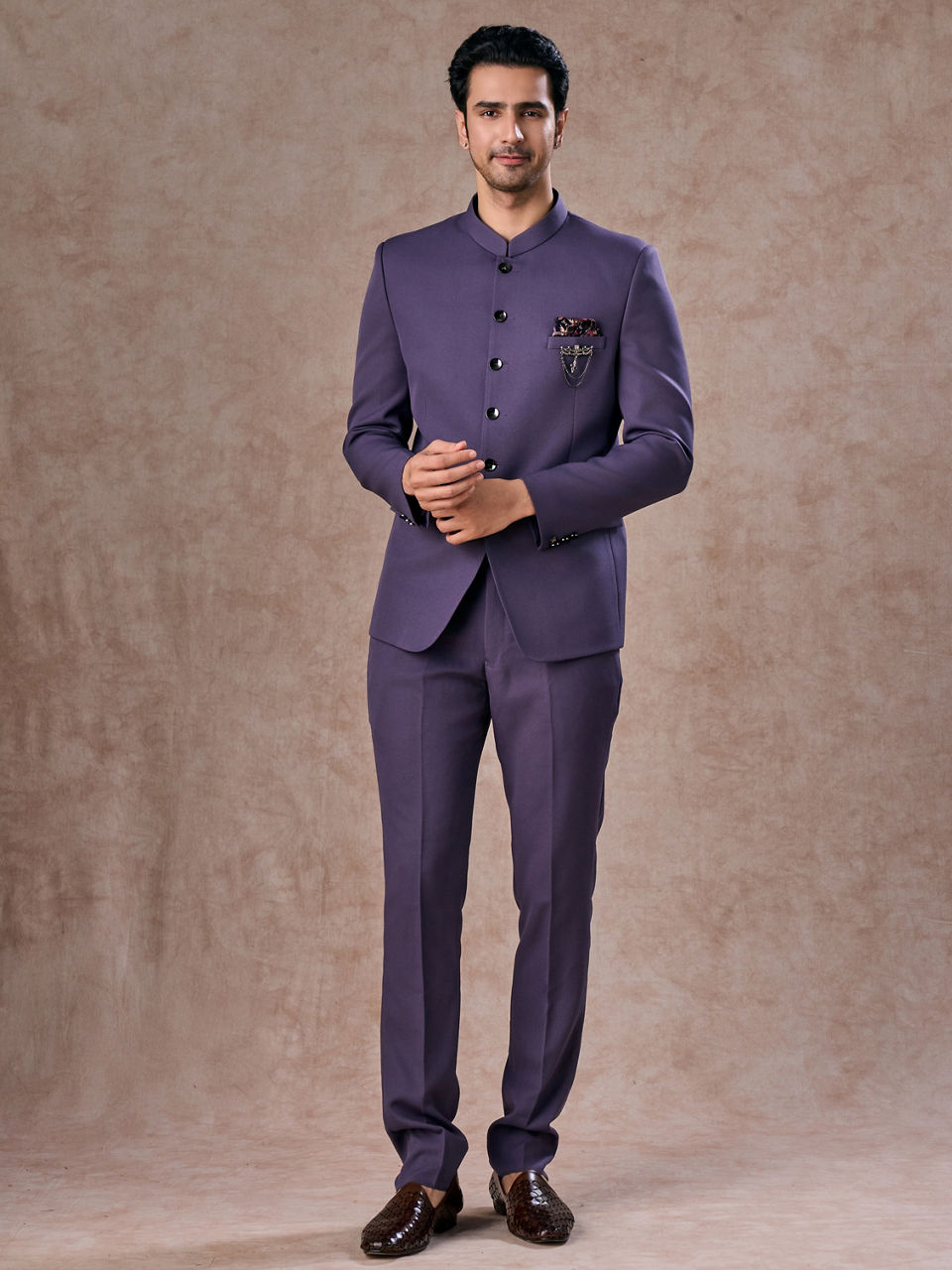 Manyavar Men Lilac Elegance Jodhpuri Suit