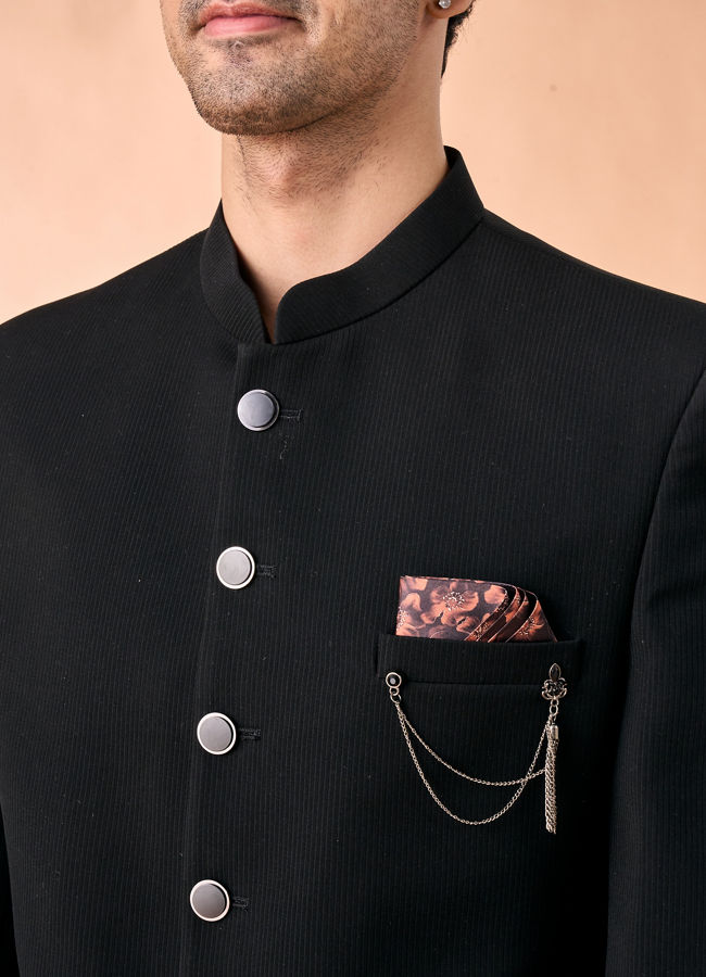 Manyavar Men Elegant Black Jodhpuri Suit Ensemble