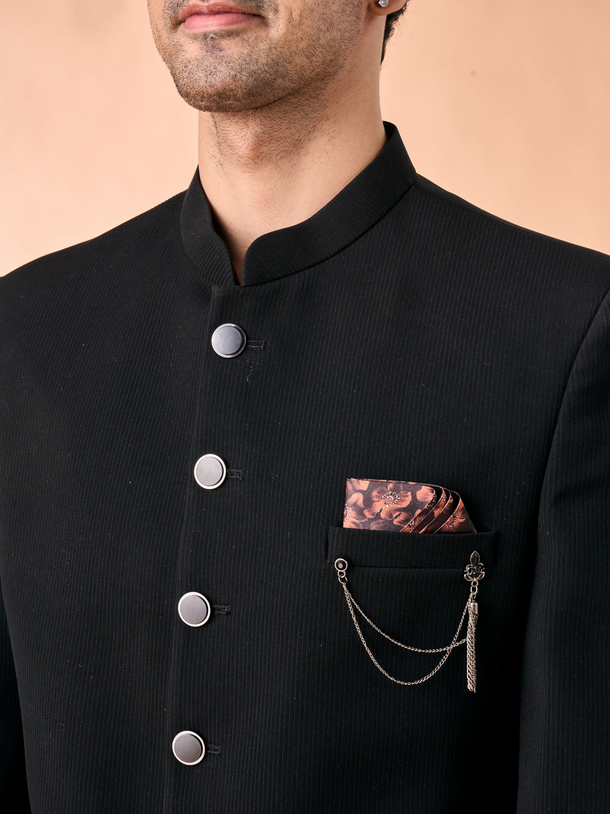 Manyavar Men Elegant Black Jodhpuri Suit Ensemble