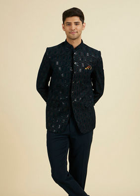 Manyavar Men Teal Green Splendor Suit Set