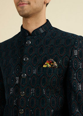 Manyavar Men Teal Green Splendor Suit Set