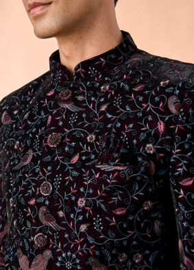 Manyavar Men Velvety Wine Elegance Jodhpuri Suit