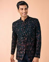 Manyavar Men Elegant Teal Green Velvet Jodhpuri Suit