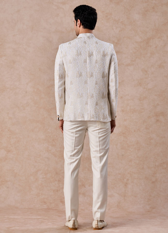 Manyavar Men Cream Georgette Jodhpuri Suit