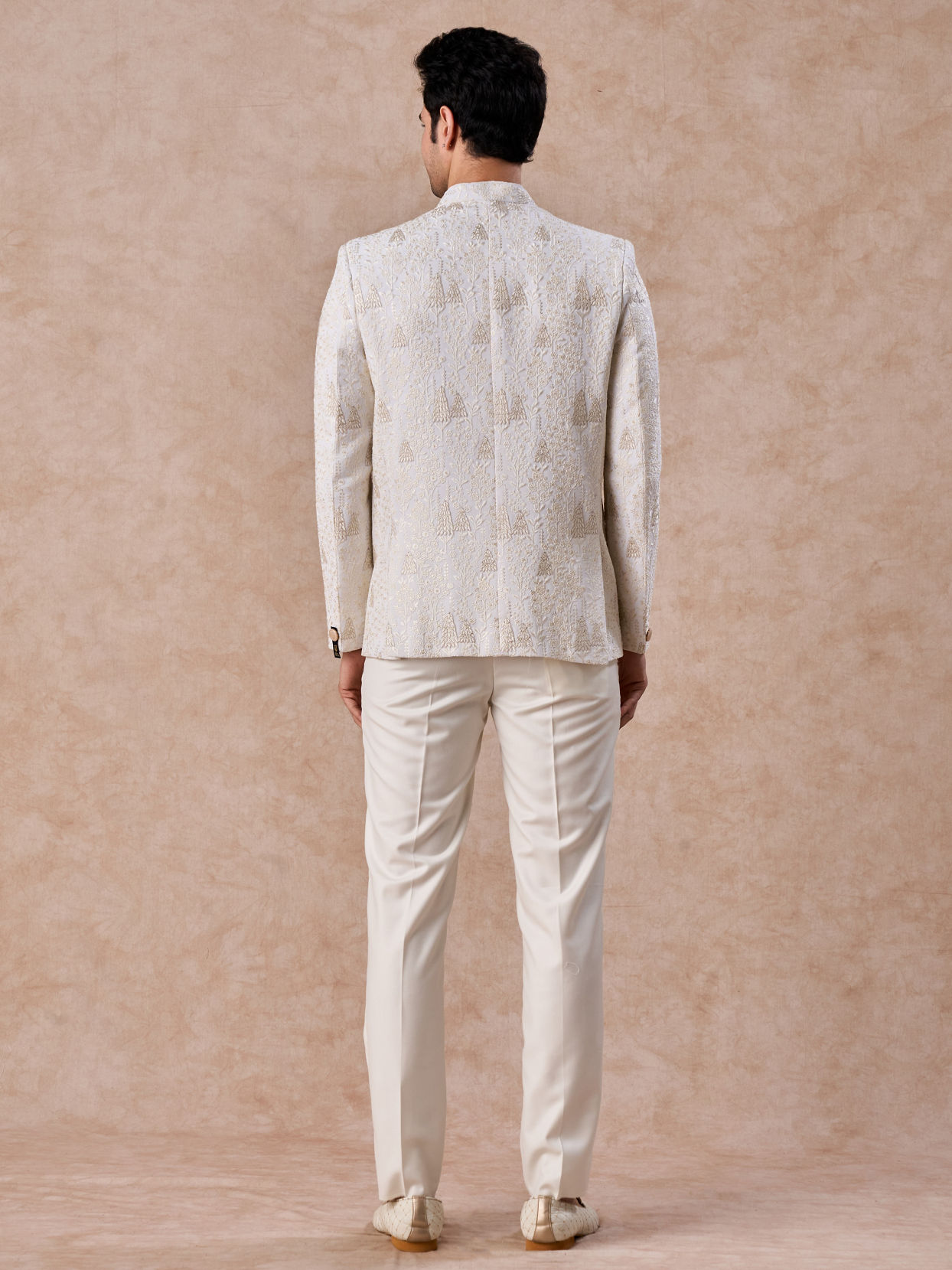 Manyavar Men Cream Georgette Jodhpuri Suit