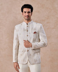 Manyavar Men Cream Georgette Jodhpuri Suit