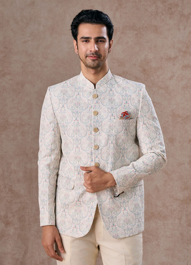 Manyavar Men Cream Elan Jodhpuri Suit