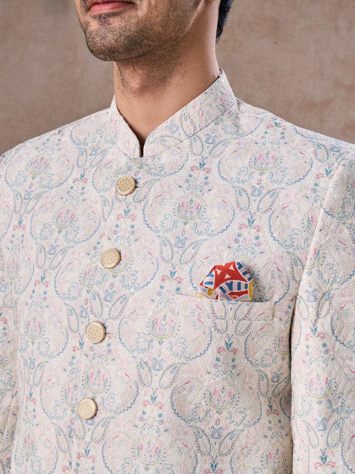 Manyavar Men Cream Elan Jodhpuri Suit