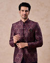 Wine Enigma Brocade Jodhpuri Suit