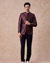 Manyavar Men Wine Enigma Brocade Jodhpuri Suit