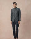 Manyavar Men Teal Blue Sheen Jodhpuri Suit