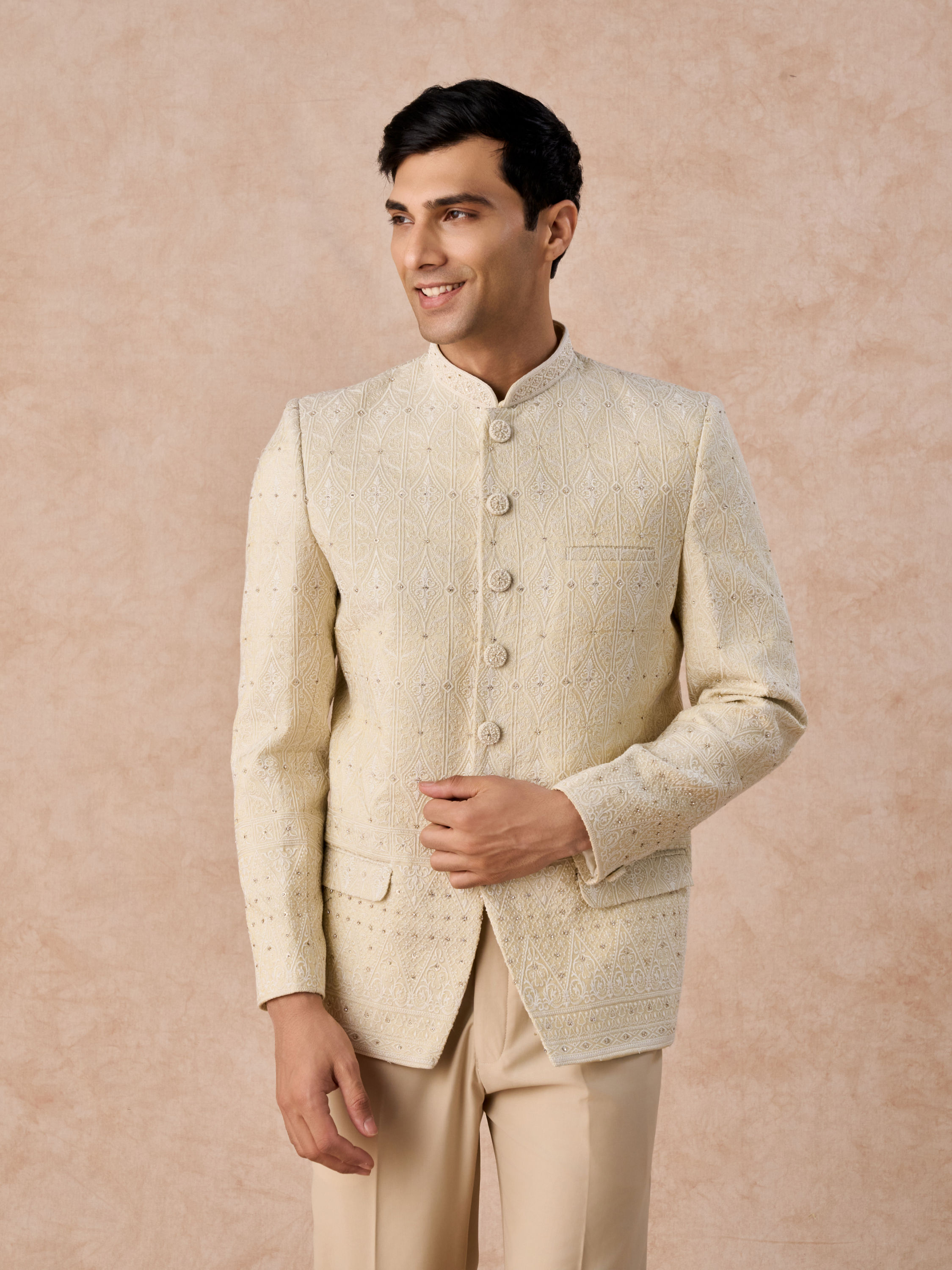 Manyavar Men Sun Kissed Gold Jodhpuri Suit