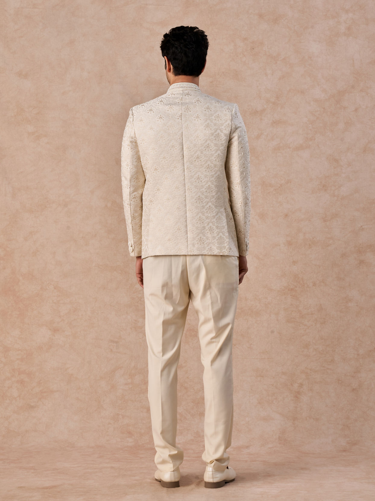 Manyavar Men Brocade Radiance Cream Jodhpuri Suit