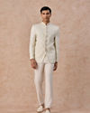 Manyavar Men Cream Brocade Jodhpuri Suit
