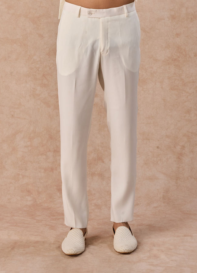 Manyavar Men Cream Brocade Jodhpuri Suit