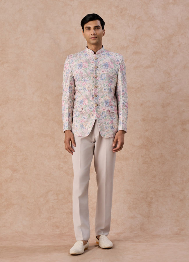 Manyavar Men Elegant Cream Splendour Jodhpuri Suit