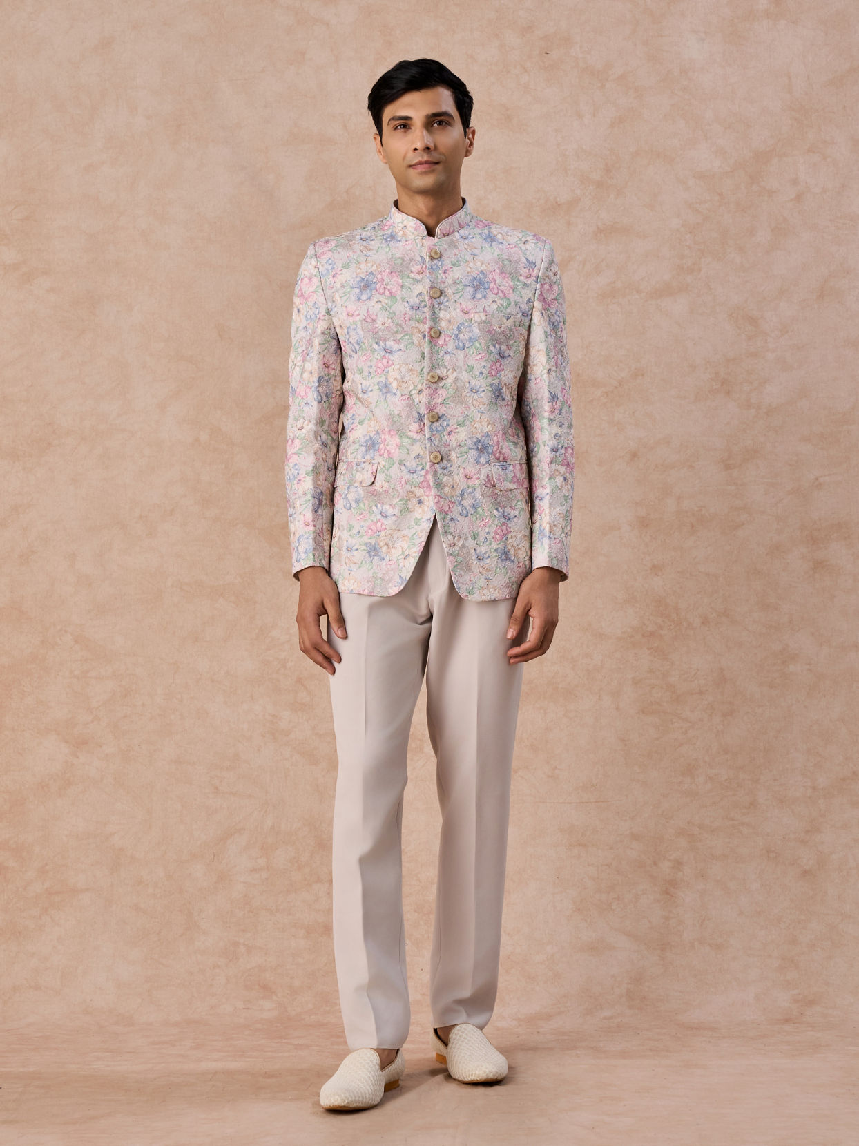 Manyavar Men Elegant Cream Splendour Jodhpuri Suit