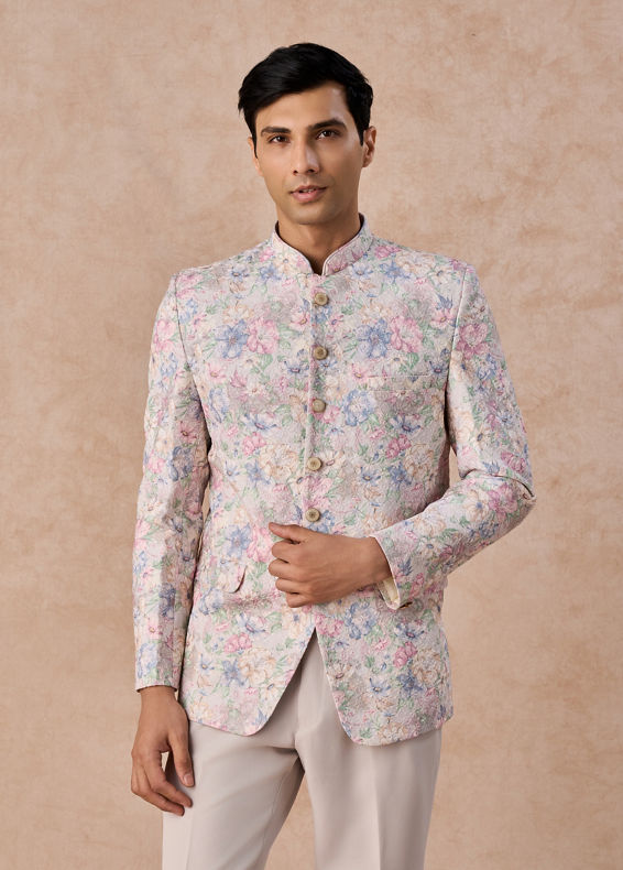 Manyavar Men Elegant Cream Splendour Jodhpuri Suit