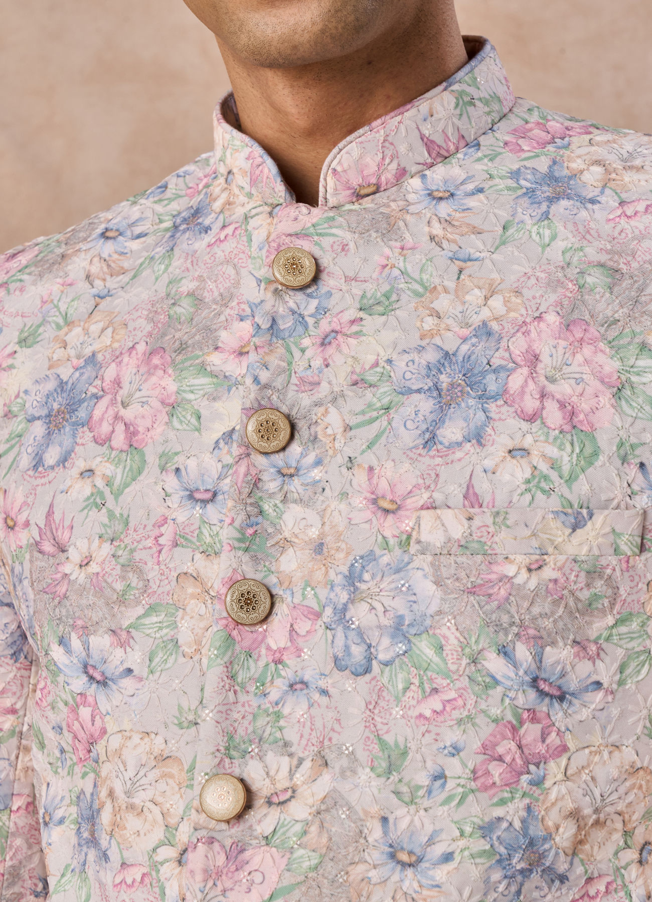 Manyavar Men Elegant Cream Splendour Jodhpuri Suit