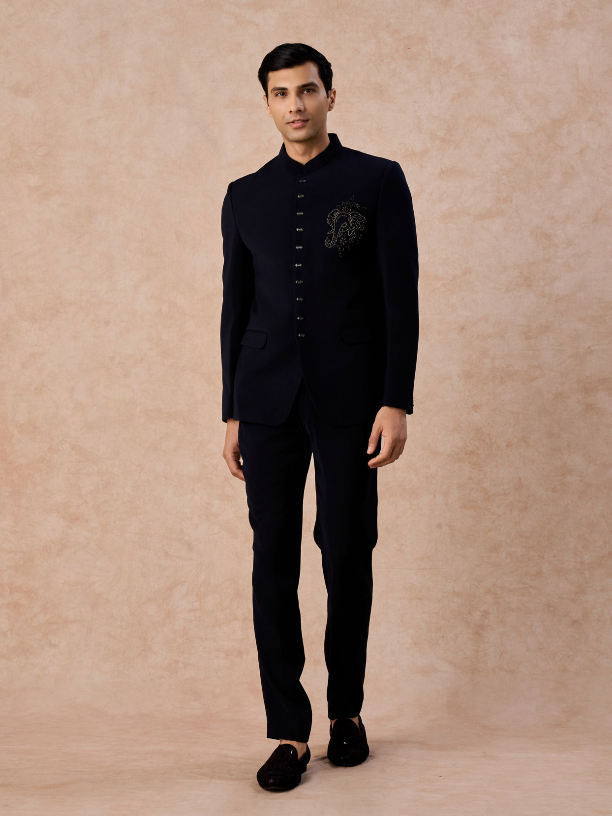 Manyavar Men Dark Blue Elegance Jodhpuri Suit