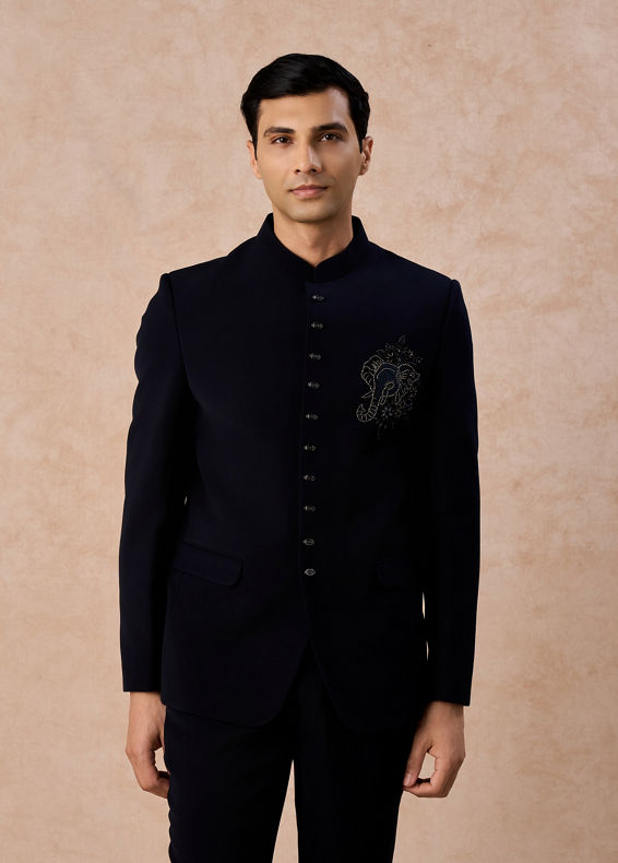 Manyavar Men Dark Blue Elegance Jodhpuri Suit
