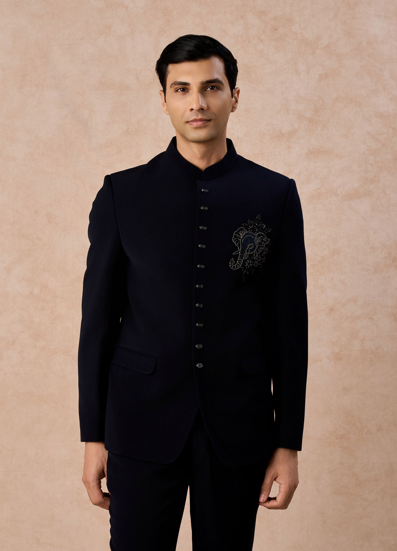 Manyavar Men Dark Blue Elegance Jodhpuri Suit