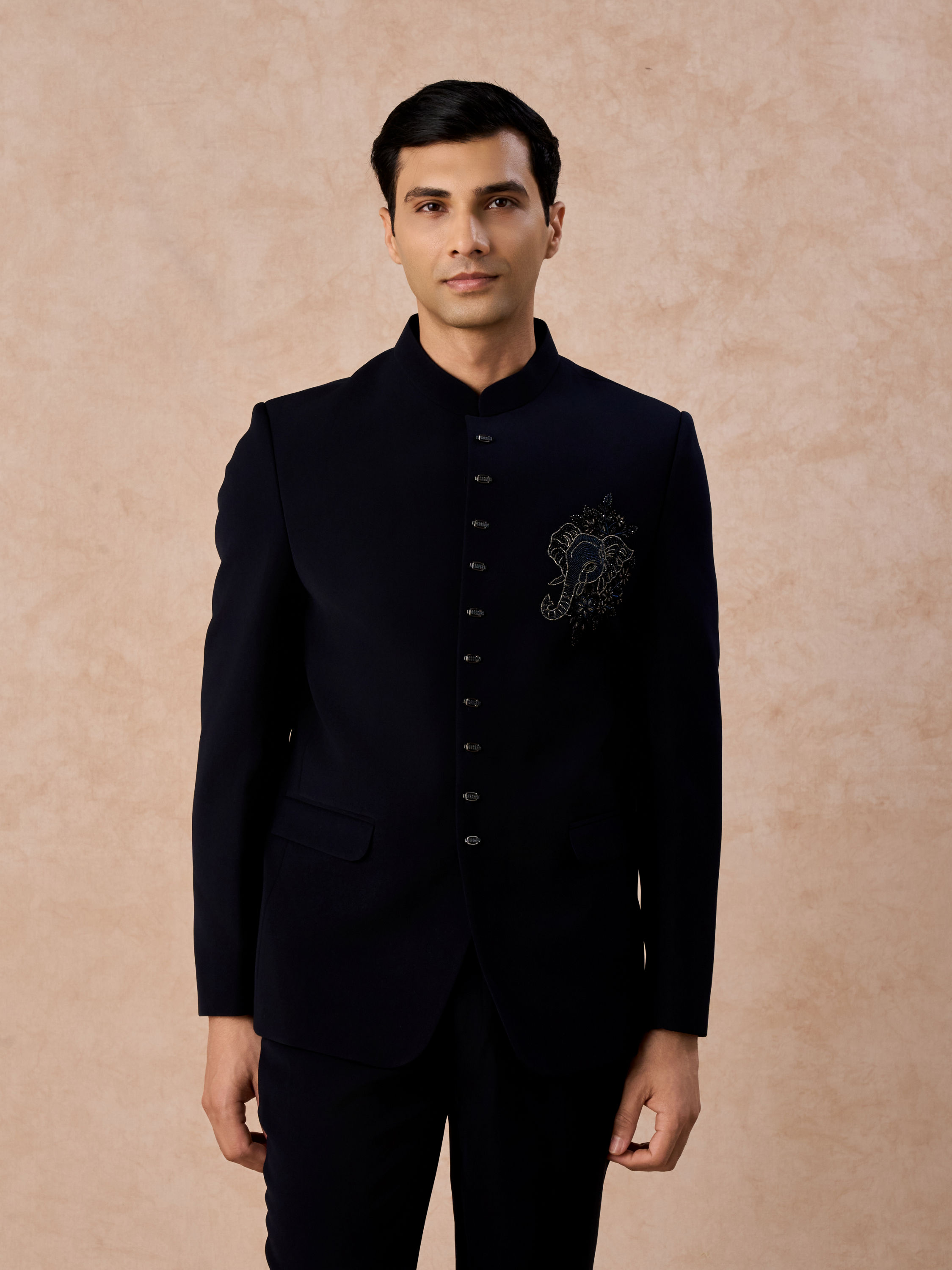 Manyavar Men Dark Blue Elegance Jodhpuri Suit
