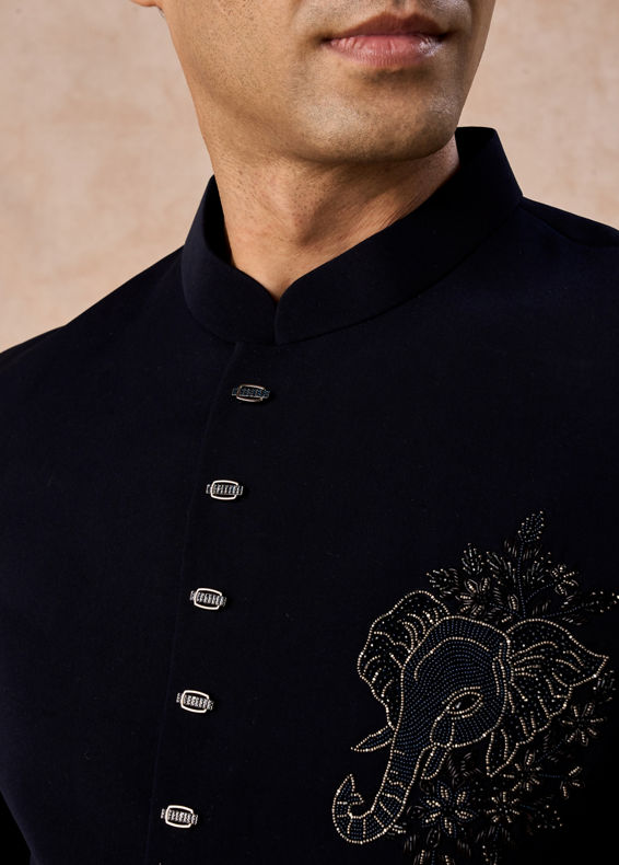 Manyavar Men Dark Blue Elegance Jodhpuri Suit