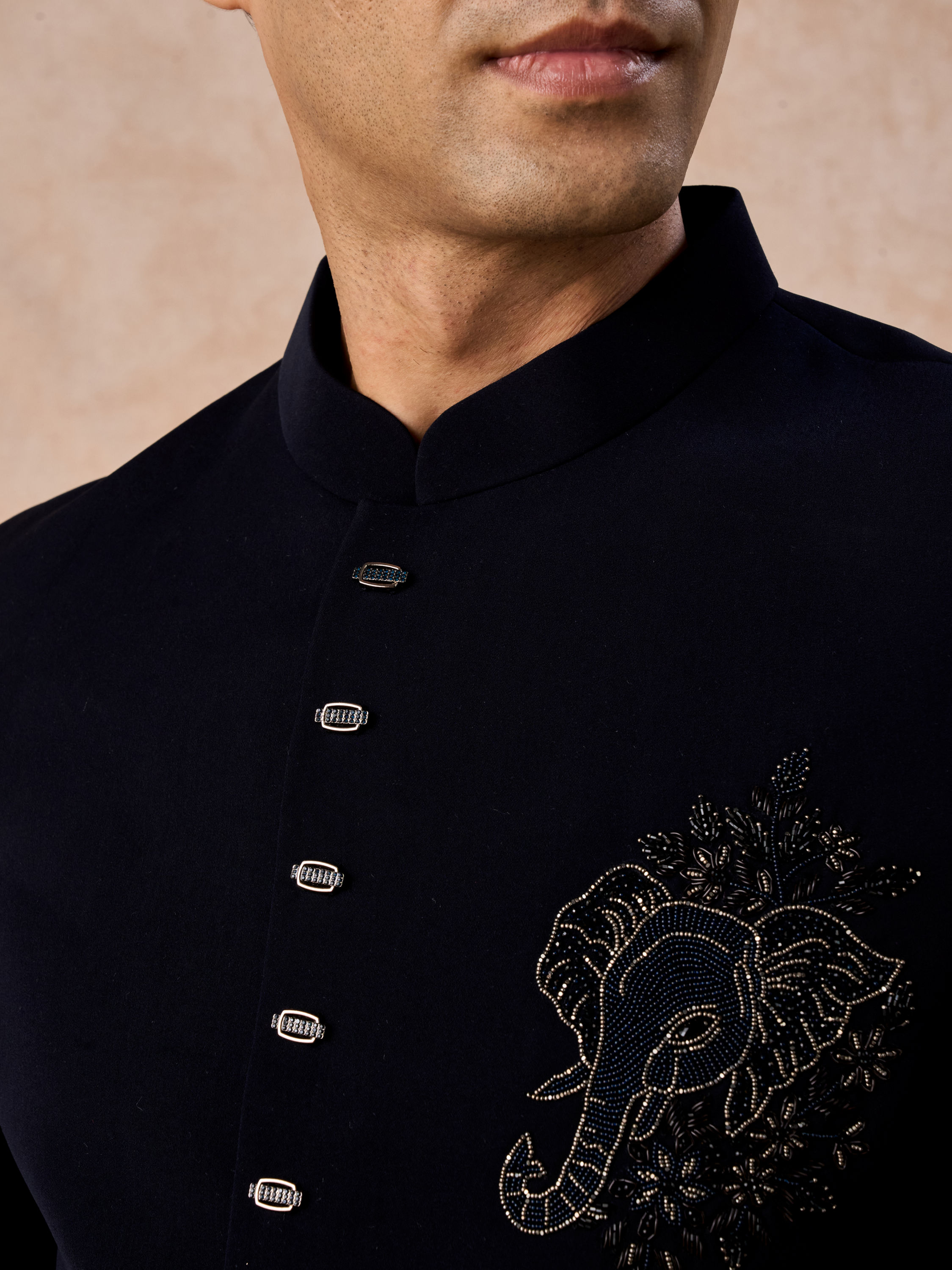 Manyavar Men Dark Blue Elegance Jodhpuri Suit