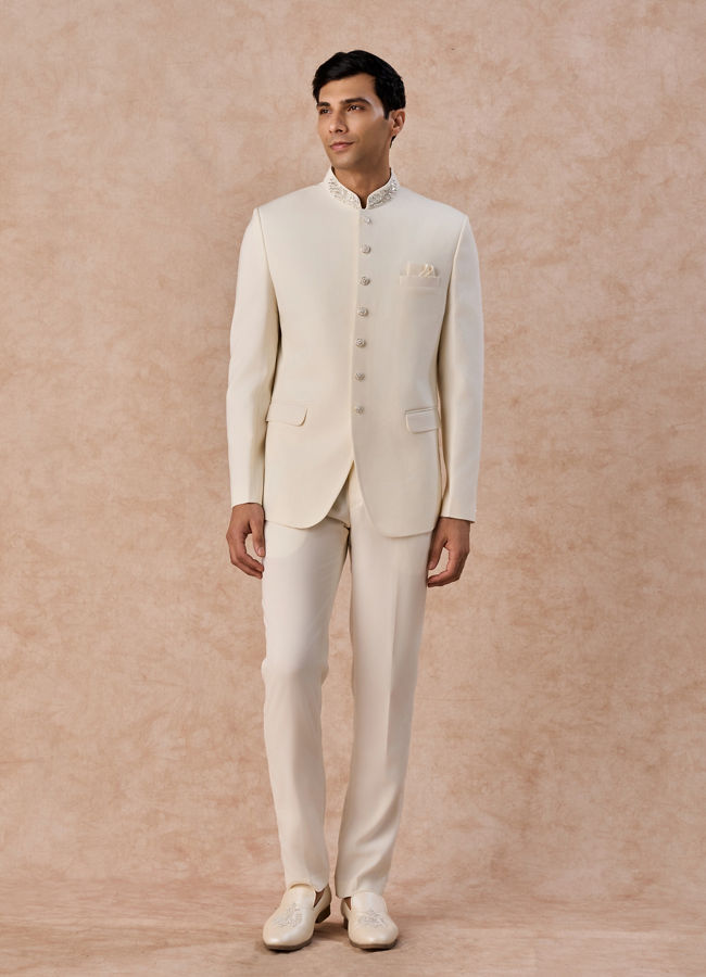 Manyavar Men Cream Elegance Jodhpuri Suit