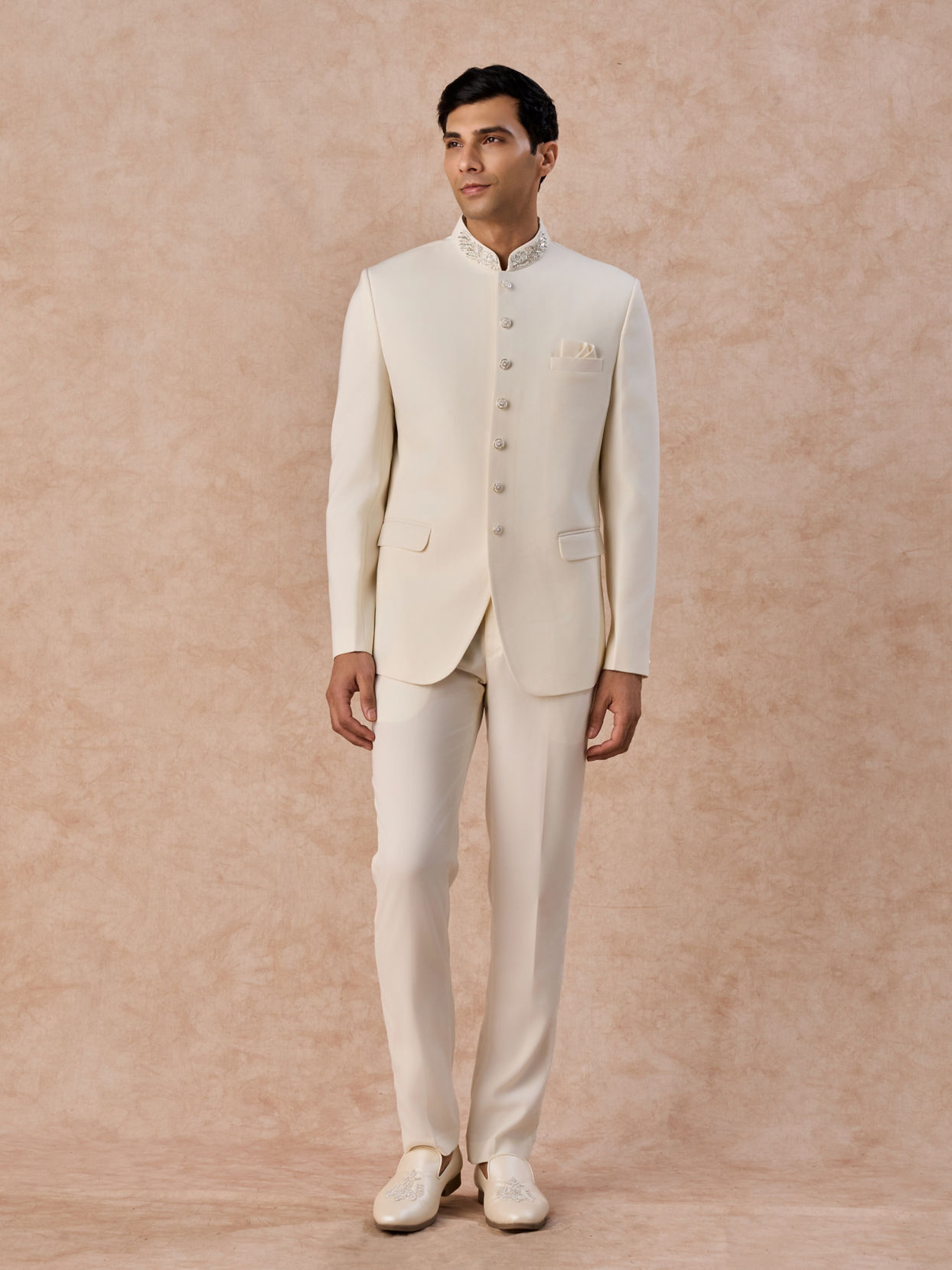 Manyavar Men Cream Elegance Jodhpuri Suit