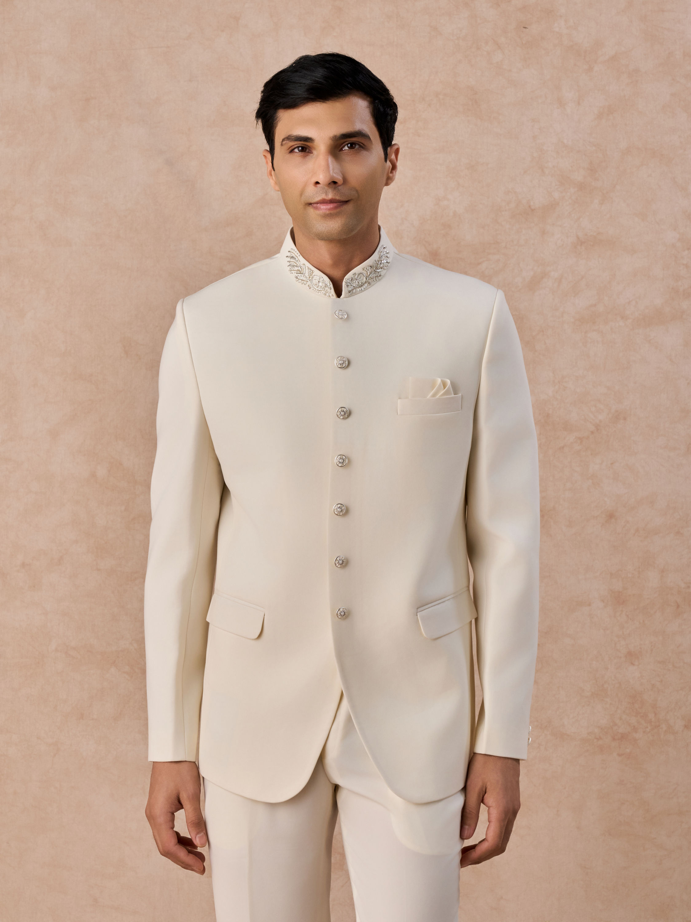 Manyavar Men Cream Elegance Jodhpuri Suit