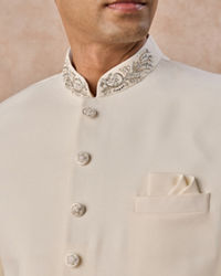 Manyavar Men Cream Elegance Jodhpuri Suit