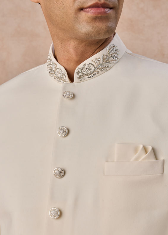 Manyavar Men Cream Elegance Jodhpuri Suit