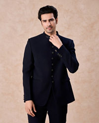 Manyavar Men Dark Blue Opulence Jodhpuri Suit