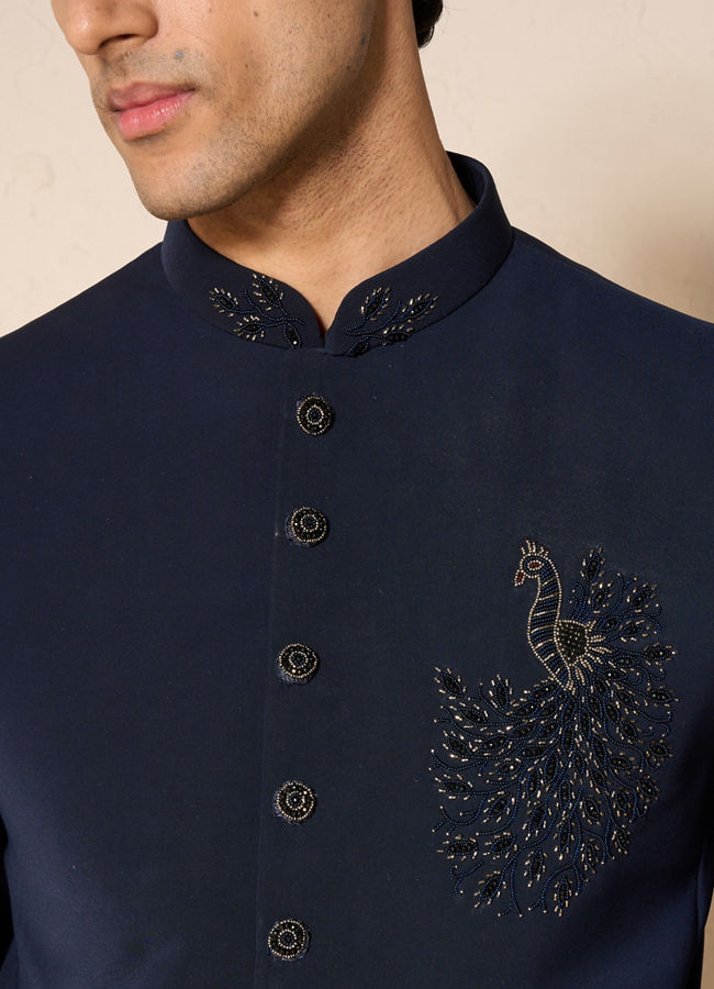 Manyavar Men Dark Blue Opulence Jodhpuri Suit