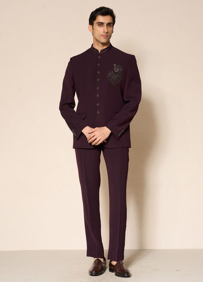 Manyavar Men Royal Maroon Jodhpuri Suit