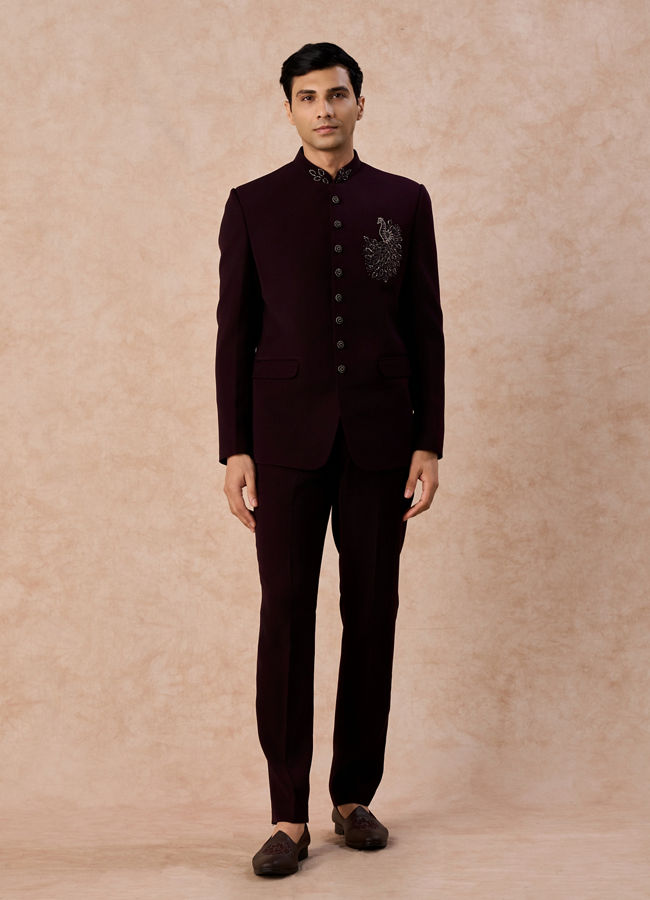 Manyavar Men Royal Maroon Jodhpuri Suit